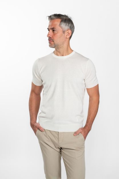 Slika Corneliani pletena majica kratkih rukava bež